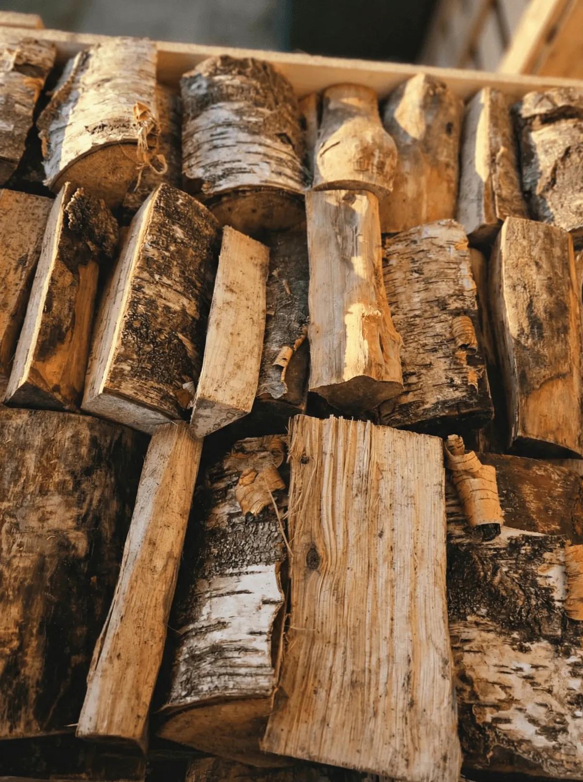 FSC-zertifiziertes Birken-Brennholz in stapelbaren Boxen
